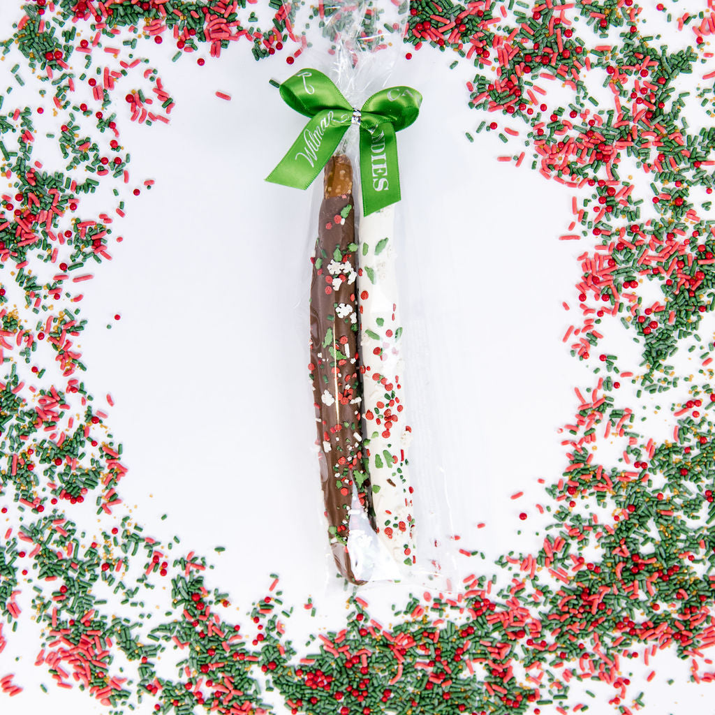 Pretzel 2 pack - Christmas Sprinkle Green Bow