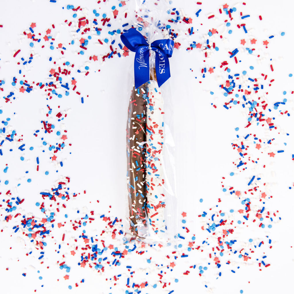 Pretzel 2 pack - Patriotic Sprinkles Blue Bow
