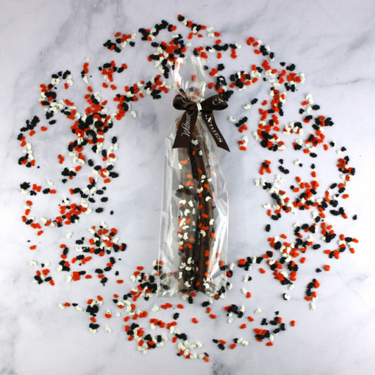 Pretzel 2 pack - Chocolate Halloween Sprinkles Brown Bow