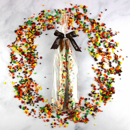 Pretzel 2 pack - White Autumn Sprinkles Brown Bow