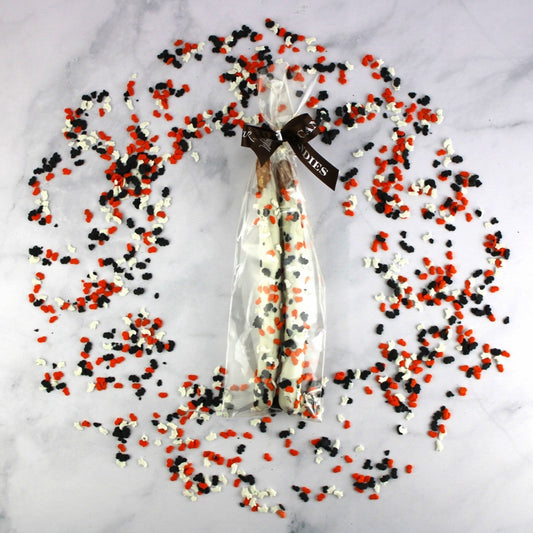 Pretzel 2 pack - White Halloween Sprinkles Brown Bow